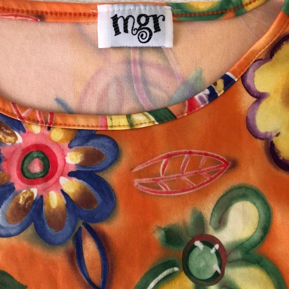 Vintage MGR Orange Floral Hawaiian Top - Picture 3 of 3